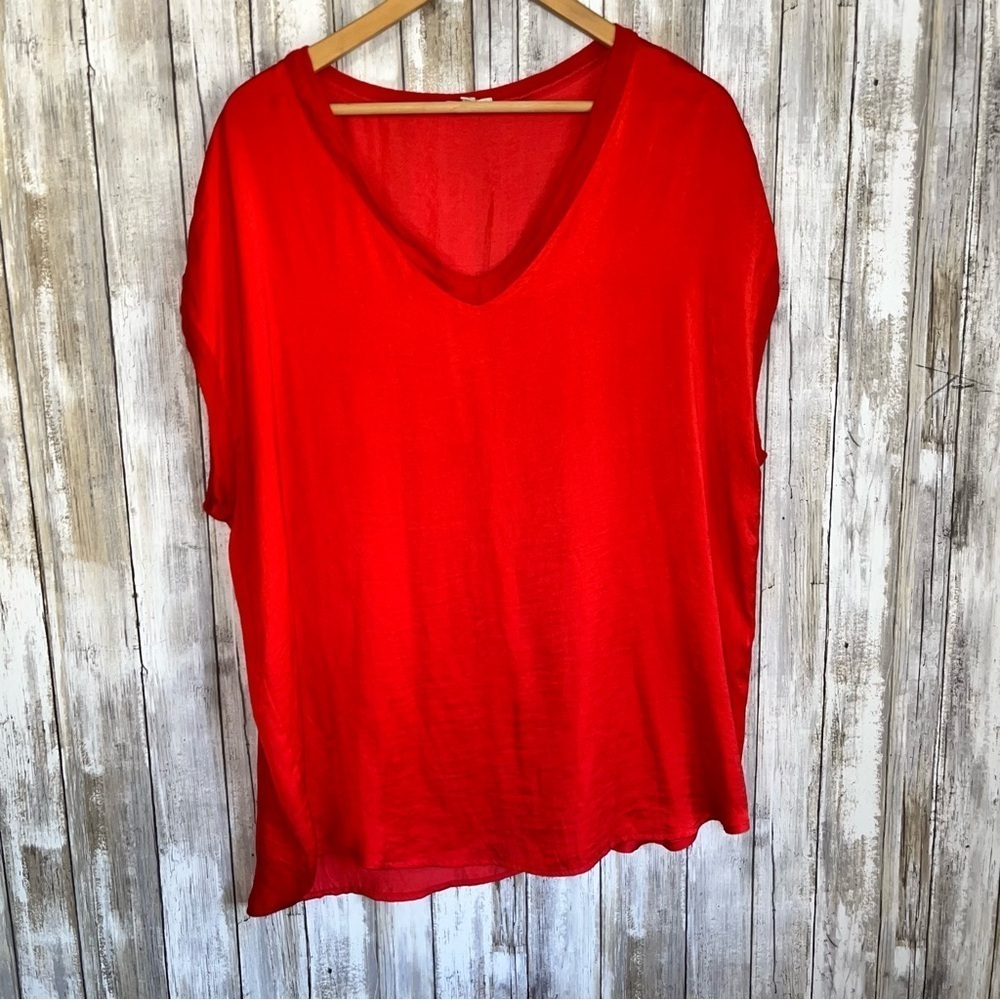 Jodifl Red Satin Jersey Oversized Tee
